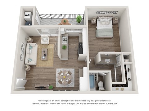 Floor plan for 1 bed, 1 bath, 756 sqft